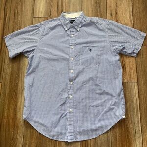 Men’s U.S. Polo Assn. Blue Gingham Short Sleeve Button Down Large Tall